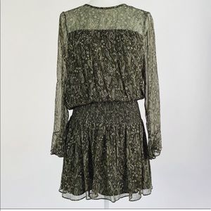 Shoshanna mini day dress dark green with black